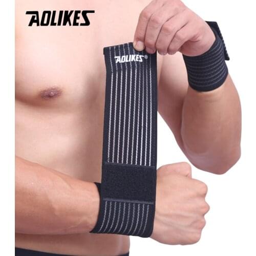 Aolikes 1PCS Elastic Sport Bandage Wristband hand Gym Support wrist brace Wrap Tennis Cotton Weat band Fitness Powerlifting