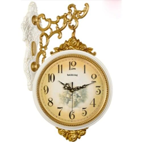 European Double-sided Wall Clock Living Room Creative Fashion Large Clock Garden Two-sided Cafe Decoration Mute Wall Clock 5K596