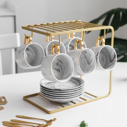 European Simple Tea Coffee Cup Set Porcelain Espresso Cups Vintage Coffee Cup Set Ceramic Tazzine Caffe Home Drinkware QAB50BZ