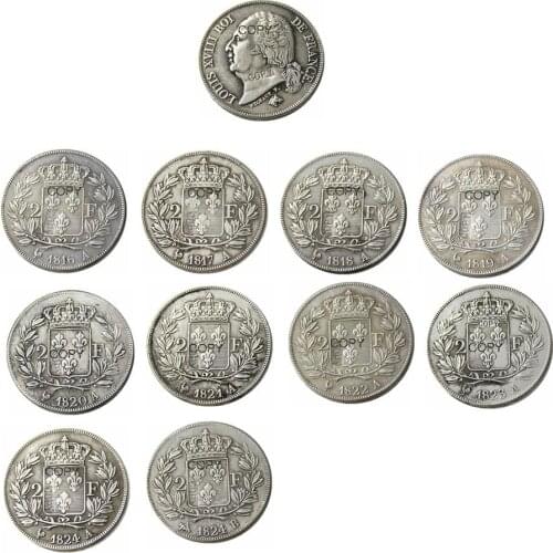 France 2 Franc 1816 - 1824 -A -B 10 Years Optional Silver Plated Copy Coins