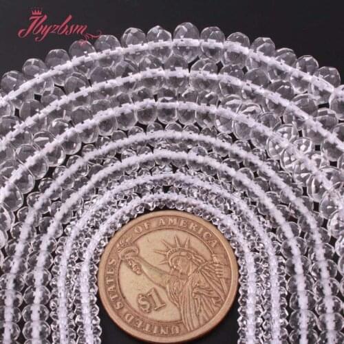 3x6,4x8,2x4mm Faceted Rondelle Bead White Rock Crystal Quartz Natural Stone Spacer Beads For Jewelry Making 15" Free Shipping