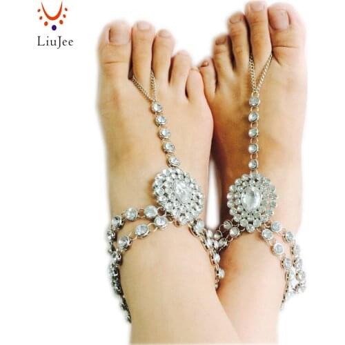 Best Selling Design Body Chain Crystal Jewelry Barefoot Sandals Fashion Hand Chain Jewelry Kundan Stone Anklet