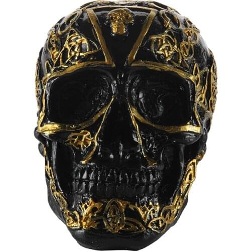 MRZOOT Resin Craft Home Decorations Skeleton Skull Black With Plated Gold Punk Style Decoration