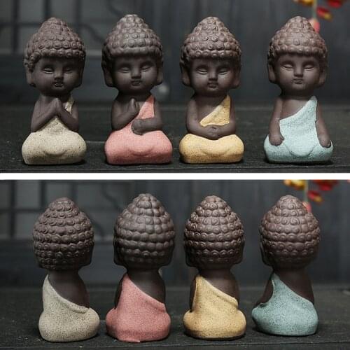 Ceramic Buddha Figurine Home Decor Mini Meditation Monk Chinese Buddha Statue For Garden Fish Tank Aquairum Landscaping Ornament