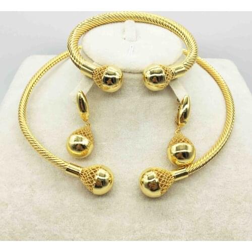 Fashion Dubai gold jewelry set African bridal wedding gift for women Saudi Arabia Necklace Earrings collar jewelry