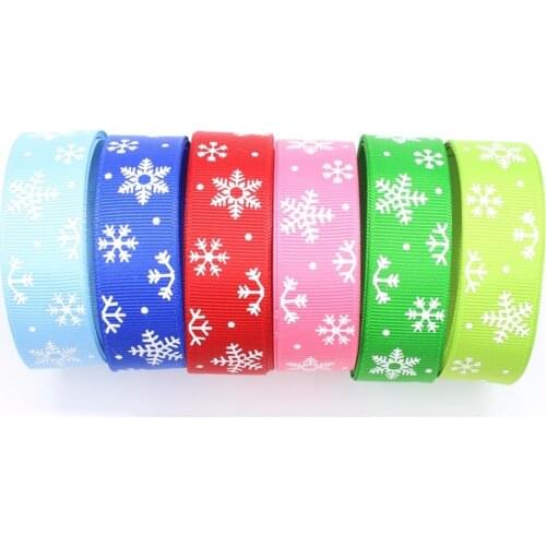 16928X28 , 22MM snowflakes Christmas Printed grosgrain ribbon, DIY handmadeHair accessories Material wedding gift wrap