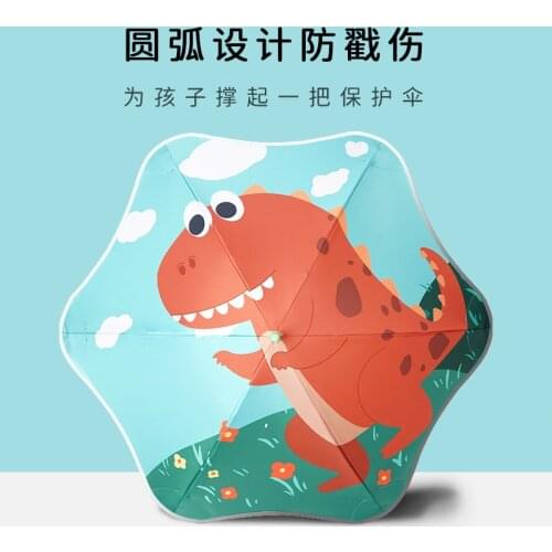 Creative round corner childrens umbrella anti-clamping hand design safety reflective sun umbrella fiber anti-wind umbrella