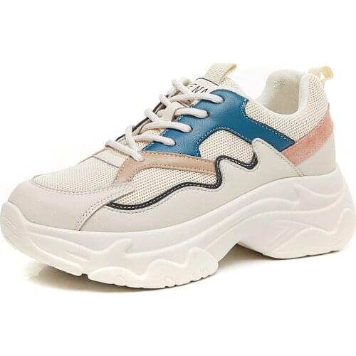 Spring Black sneakers Women Vulcanized Shoes Women Fashion Designer Platform Chunky Sneakers Ladies Trainers Lace Up Female Flat