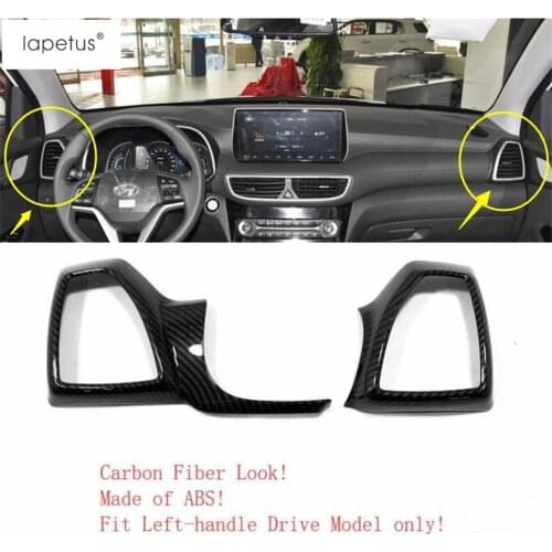 Lapetus Accessories For Hyundai Tucson 2019 2020 Dashboard Air Condition AC Outlet Vent Molding Cover Kit Trim Carbon Fiber ABS