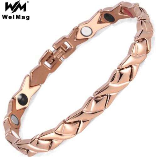 WelMag Trendy Magnetic Bracelet Bangles for Women Top Quality Health Magnetic Blood Pressure Bracelets Stainless Steel Jewelry