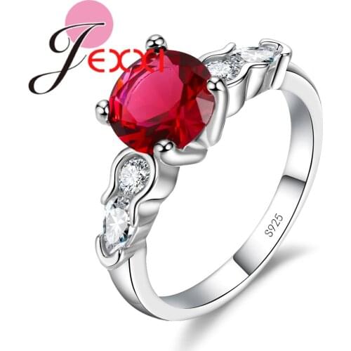 Fashion Five Colors Cubic Zircon Rings 925 Sterling Silver Wedding Engagement Rings For Bridal Blue Crystal Party Jewelry