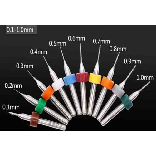 10pcs 0.1-2mm PCB Print Circuit Board Carbide Micro Drill Bit Tool Set
