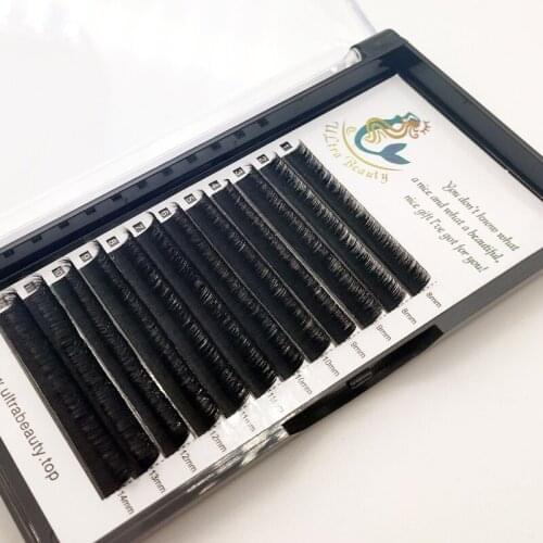 Ultra beauty fast fanning silk eyelash extension label individual eyelashes extensions faux mink korean silk professional