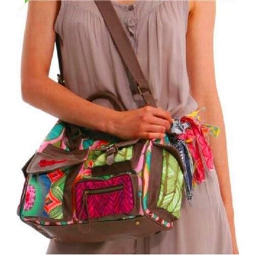Wholesale Original Spain .laugiseD Womens Bag Ethnic embroidery canvas Ladys bag handbag large bag