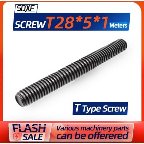 Factory direct sale, T type screw rod, T28, pitch 5mm, any length is needed, please explain to us