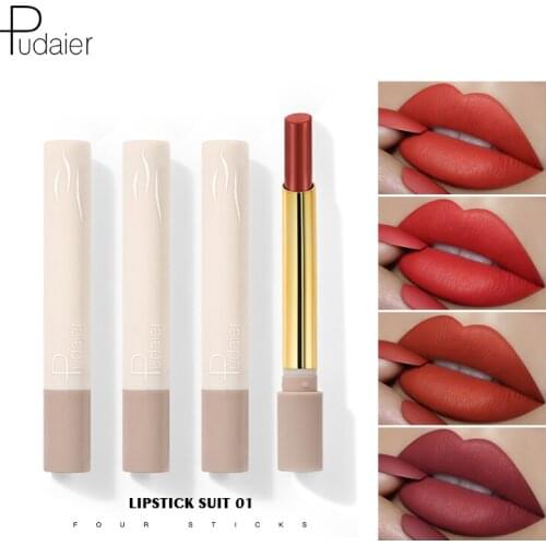 Pudaier 4 Colors matte lipstick cigarette lipstick makeup maquiagem nude lipstick set maquillaje batom make up batom smoke