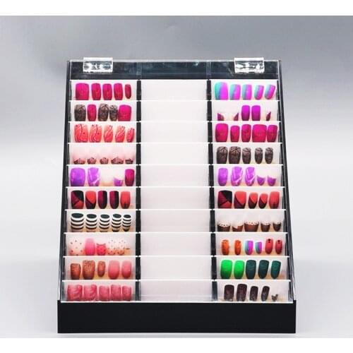 Q81B 30 Grids Fake Nail Tips Color Display Holder Storage Box for Nails Art Decor