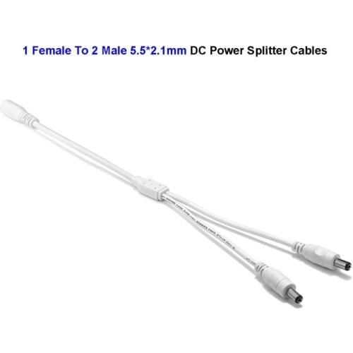 CCTV Camera 5.5 x 2.1mm DC Splitter Power Cable 1 To 2 Way DC 5V 12V Jack Connectors Splitter Wires For LED Strip Controller