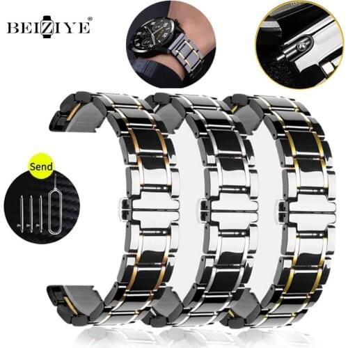 20mm 22mm strap for samsung galaxy watch 3 band 40mm 44mm luxury ceramic strap for amazfit bip gts huawei gt 2 2e watch Band
