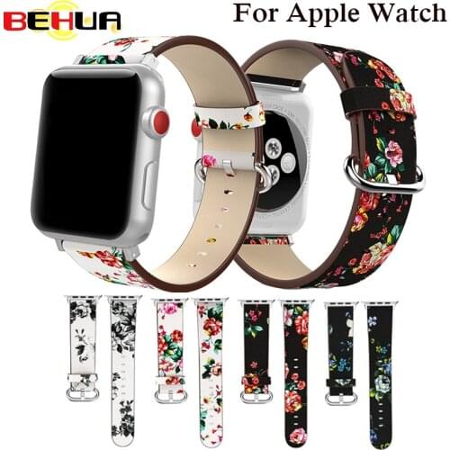Floral Colorful Classic Brand Leather Watch Band for Apple iwatch 38mm/42mm Series 1 2 3 Mens Womens Wrist Watch Band Bracelet