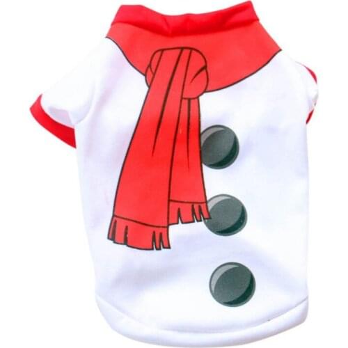 Christmas Pet Dog Clothes Cute Snowman Cotton Vest Shirt for Small Medium Dogs Chihuahua New Year T-shirt