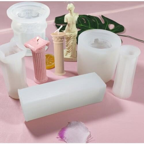 Silicone Candle Mold Ancient Roman Column Candle Soap Mould Shape of Making Character Candle Silicone Mold Candle Lamp Wick
