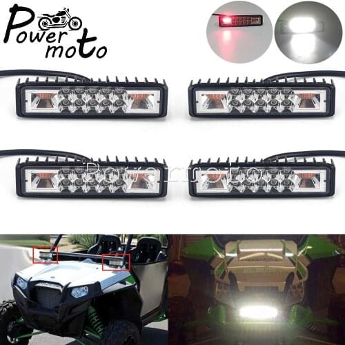 48W Red White LED Motorcycle Flash Work Light Spot Fog Lamp For ATV SUV Automotive Vehicles Off Road Car 4x4 Truck Tractors Boat
