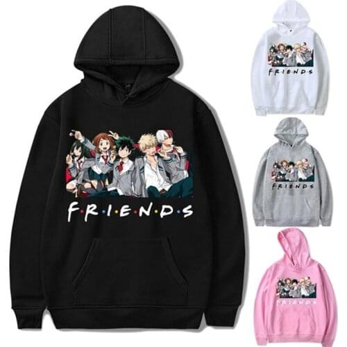 Anime Clothes My Hero Academia men/womens Sweatshirt Loose Hoodie Harajuku Friends Letter Pattern Fashion Autumn Pullover