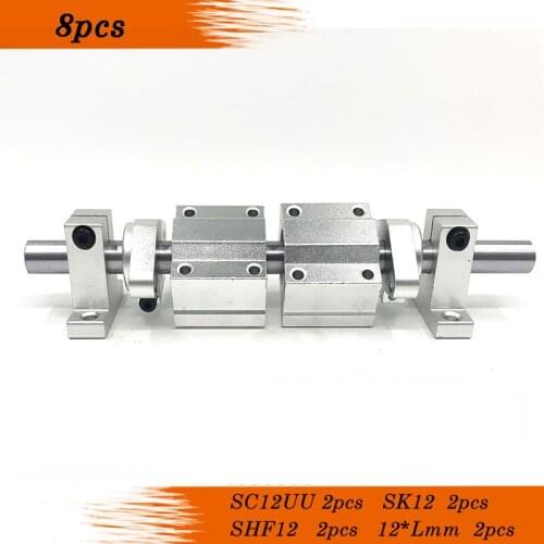 12X 300mm Shaft + 2x SC12UU +SK12 +SHF12 Linear Bearing Aluminum Block End Supporters for 3D printer CNC PARTS shafts suits