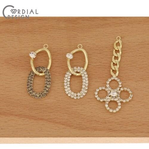 Cordial Design 50Pcs Jewelry Accessories/Hand Made/Earring Findings/Rhinestone Claw Chain/DIY Charms/Connectors For Earrings