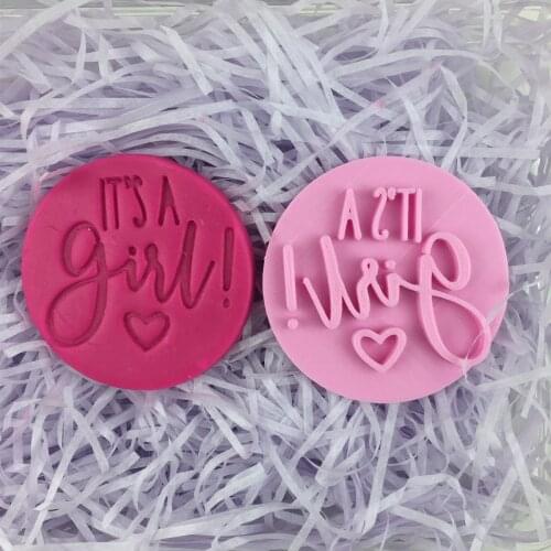 ITS A girl Cookie Cutter Cake Icing Decoration Cookie stamp Kitchen Baking Supplies 3D Custom Seal Cake Surrounding Edge