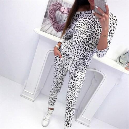 2Pcs Women Tracksuit Autumn Long Sleeve Camouflage Leopard Printed Hoodies Sweatshirt High Waisted Pants Sets Lady Casual Suits