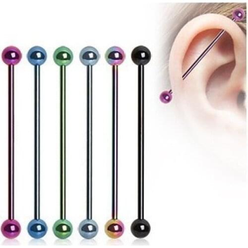 1/2pcs 1.6*38*5MM Long Stainless Steel Helix Body Piercing Ear Cartilage Plug Tunnel Jewelry Straight Screw Ear Barbell Earring