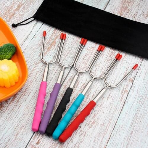 1pcs stainless steel telescopic grilling fork, chicken leg, live leg grilling fork, outdoor BBQ gadget