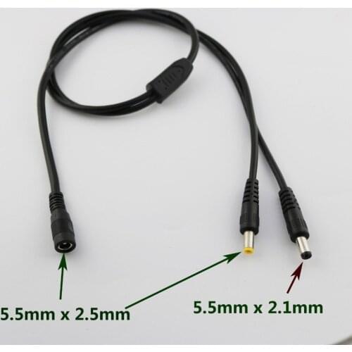 10pcs CCTV DC Power 5.5x 2.5mm Female to 5.5 x 2.5mm & 5.5x 2.1mm Male Y Adapter Cable 70cm
