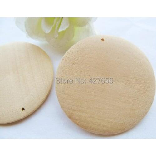 100pcs 60mm Unfinished Large Heavy Flat Circle Round Discs Natural Wood Pendant Charm,One hole,DIY Accessory Jewellry Making