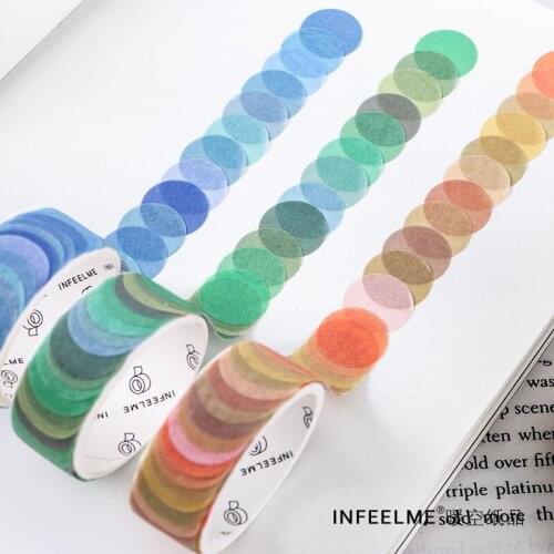 100pcs/roll Morandi Color Dot Washi Masking Tape Round Stickers Dot Stickers Decorative Sticky Paper Tapes For Scrapbook Planner