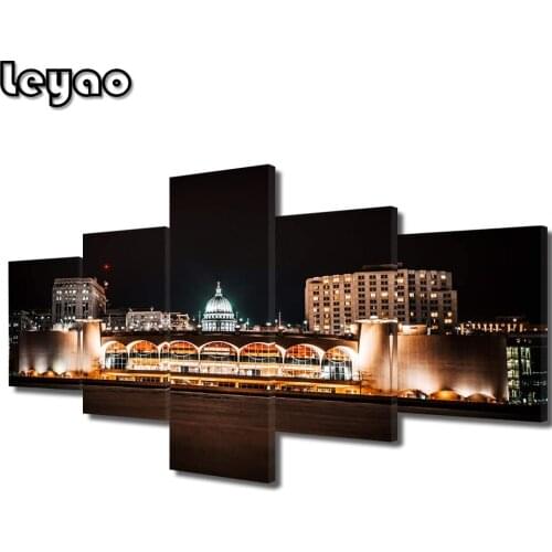 Wisconsin Winter Night View 5 pieces DIY 5d Diamond Painting Diamond Embroidery Cross Stitch Needlework Wall Art Home Decor