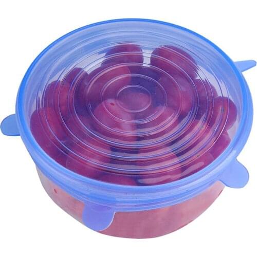 6Pcs/lot Silicone Stretch Lids Set Bowl Pan Can Cover Cooking Sealer Clear Universal Lid Stopper Cover Suction Lid-bowl set