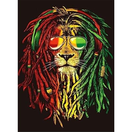 Punk lion, DIY, diamond painting, cross stitch, ladies needlework, home decoration, square mosaic, 5D diamond embroidery