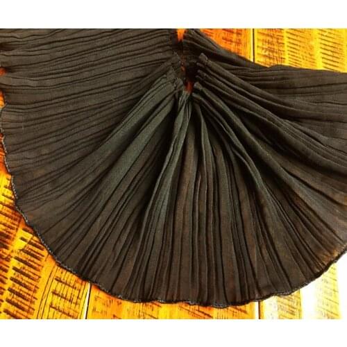 Free Shipping 5 Meters Embroidery Sewing Black Lace Trim Chiffon Ruffle Lace Fabric Warp Knitting DIY Garment Accessories