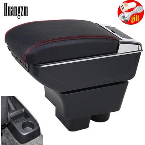 Central Store Content box For Skoda Fabia/fabia2 2008-2014 Armrest box Dual Layer Rotatable PU Leather USB Interface accessories