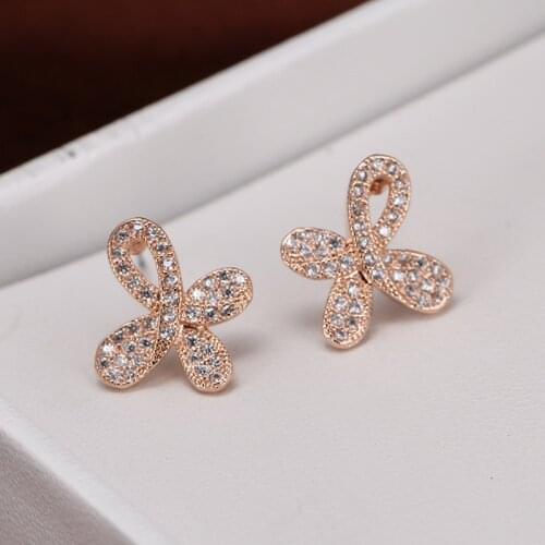 DE213 Fashion Delicacy 4A Zircon Geometry Abstract Plum Ear Stud GIRLS Gift Party Banquet WOMENS Jewelry Earrings 2021