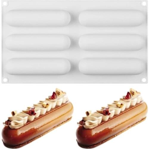 6 Cavity Long Strip Silicone Mold For Cake Dessert Pastry Truffle Pudding Jelly Chocolate Cake Silicone Baking Molds