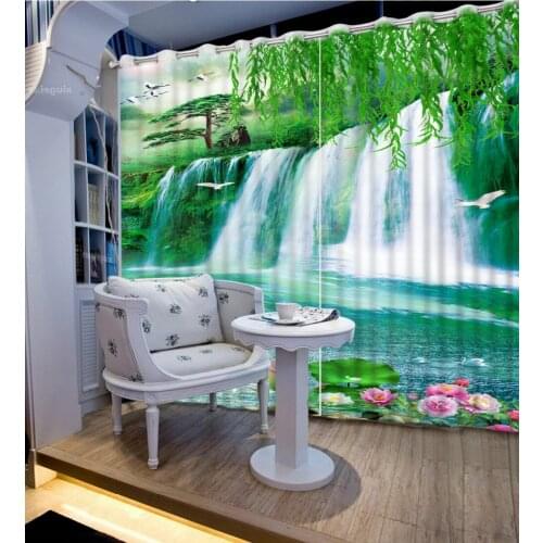 Photo 3D Curtains for Living Room Window scenery waterfall curtains