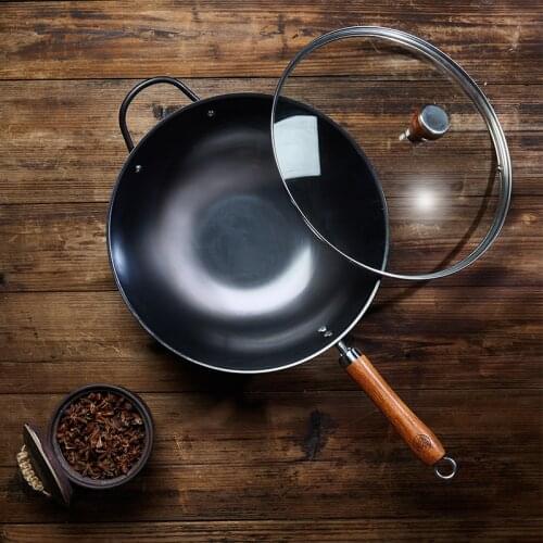 Classic Chinese Traditional Wok Handmade Forging Durable Iron Wok Non-stick Pan Cooking Pot Utensilios De Cocina Cookware BC50CG