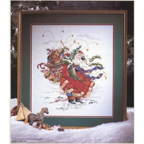 14/11/18/22/16/28/25ct Counted Cross Stitch Kit Windswept St Nick Winter Snow Santa Christmas Father Giving Gifts dim 00272 272
