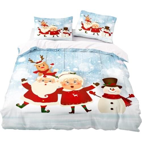 Cartoon Style Christmas Family Pattern Duvet Cover Set 210x210 With Pillowcase,200x220 Quilt Cover,Extra Large Bedding Set