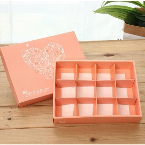 12 Cavities Macaron Box Cake Paper Boxes DIY Cake Gift Cookie Macaron Food Packaging Box Chocolate Cookie Containers SN3662