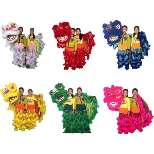 Cosplay Advertising Chinese Folk art Lion mascot Dance Costume pure wool Southern Lion For two kids Cosplay Party Dress Children